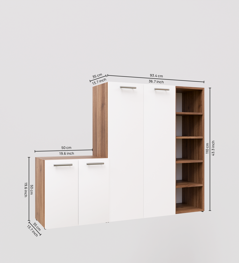 SpyderCraft Louis Shoe Rack – Elegant and Spacious Shoe Storage Cabinet for Modern Homes| Color: Noce Lyon and White| Do-It-Yourself Product