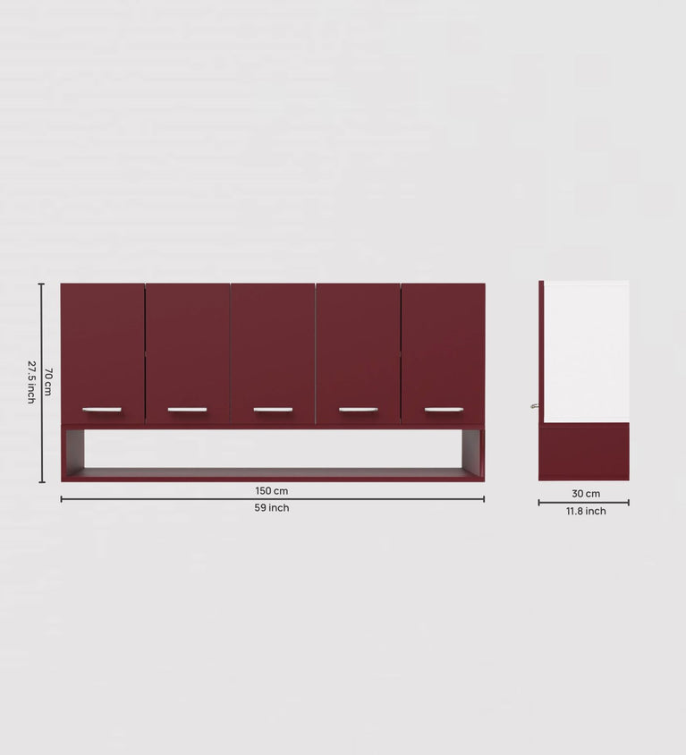 SPYDERCRAFT Matte Finish Merlin Kitchen Cabinet| Color: Burgundy and White| Do- It- Yourself Product