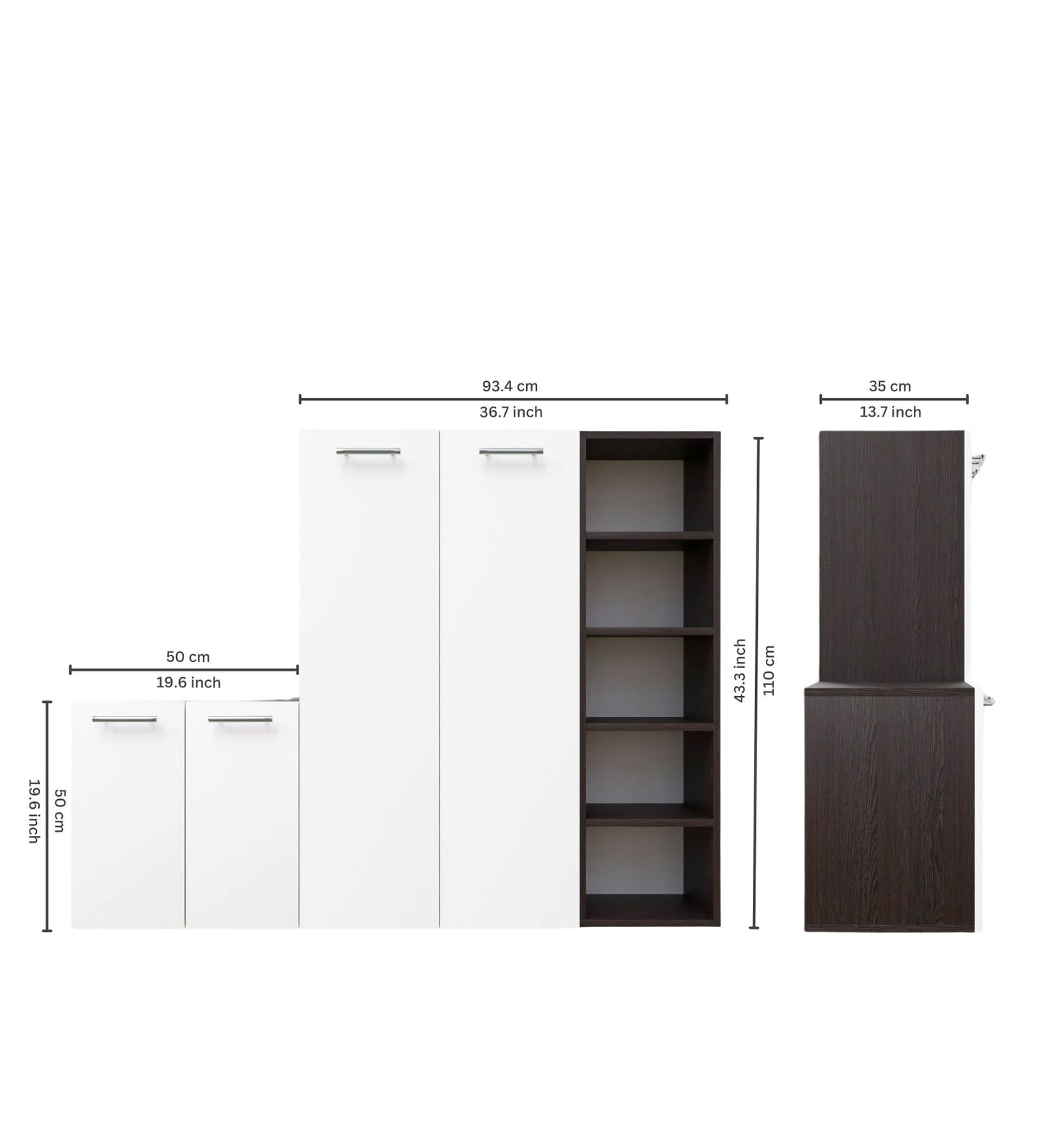 SpyderCraft Louis Shoe Rack – Elegant Shoe Storage Cabinet with Multi-Level Shelving for Modern Homes| Color: White and Wenge Brown|