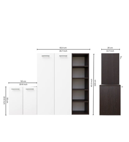 SpyderCraft Louis Shoe Rack – Elegant Shoe Storage Cabinet with Multi-Level Shelving for Modern Homes| Color: White and Wenge Brown|