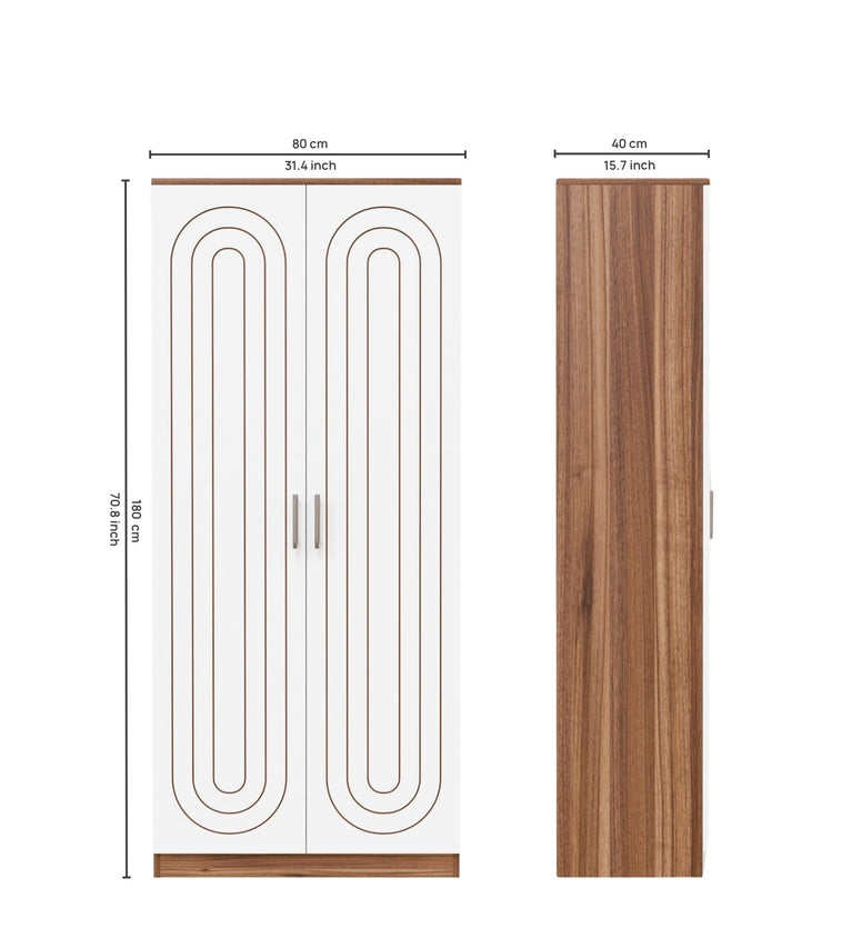 Spydercraft Double-Door Matte Finish Onix Wardrobe| Color: White and Noce Lyon| Do-It-Yourself Product