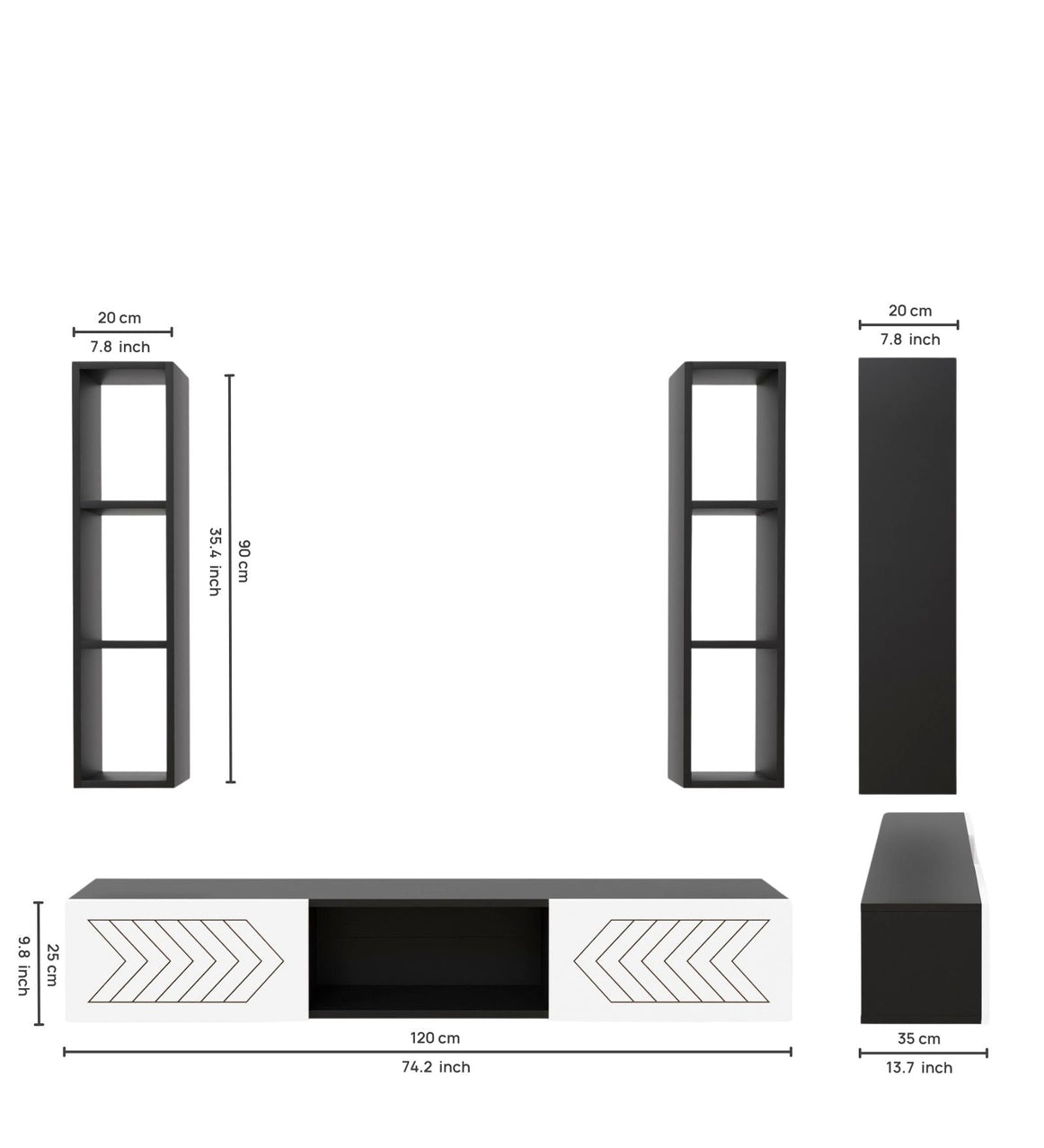 Spydercraft Matte Finish Florida TV Unit| Color: Black and White| Do-It-Yourself Product
