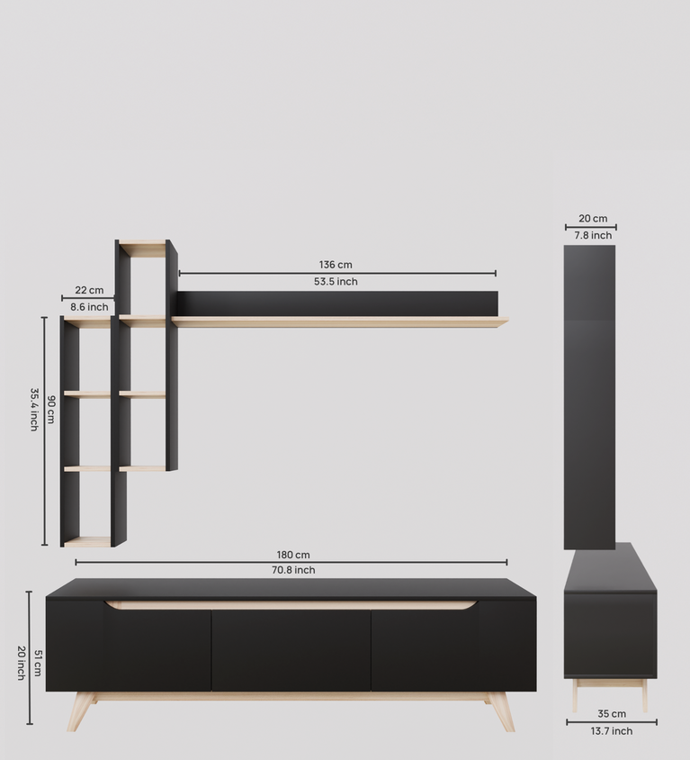 Spyder Craft TV Stand Unit Engineered Wood 3 Door TV Entertainment Unit Matte Grain (Bengali)| Assembly- DIY (Do It Yourself)