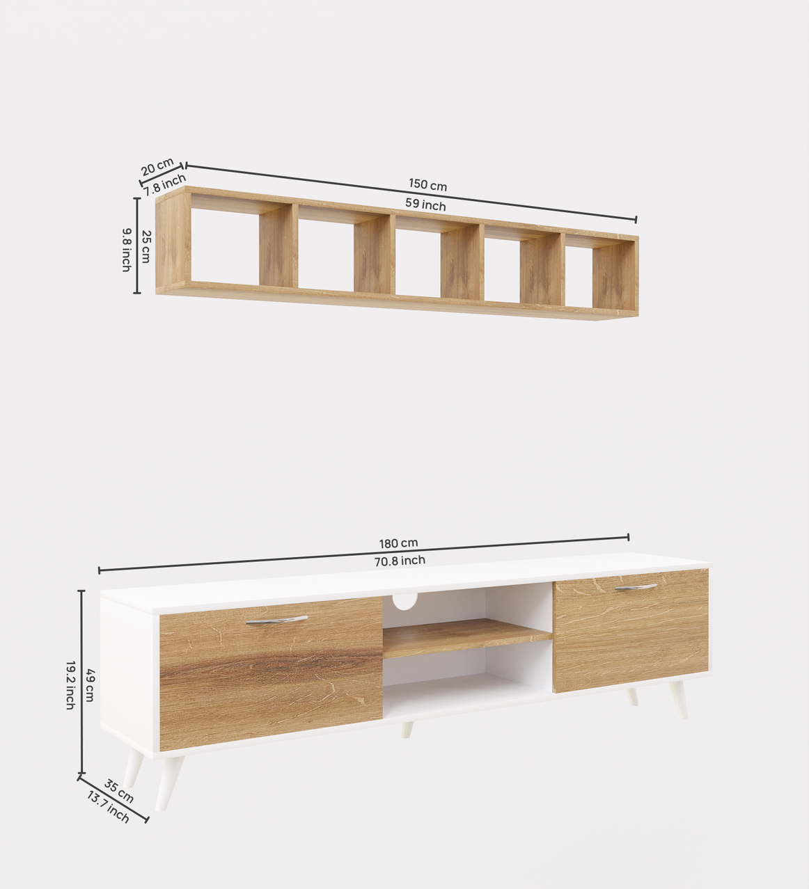 Spydercraft Matte Finish Sapphire TV Entertainment Unit| Color: Walnut Brown and White| Do- It-Yourself Product