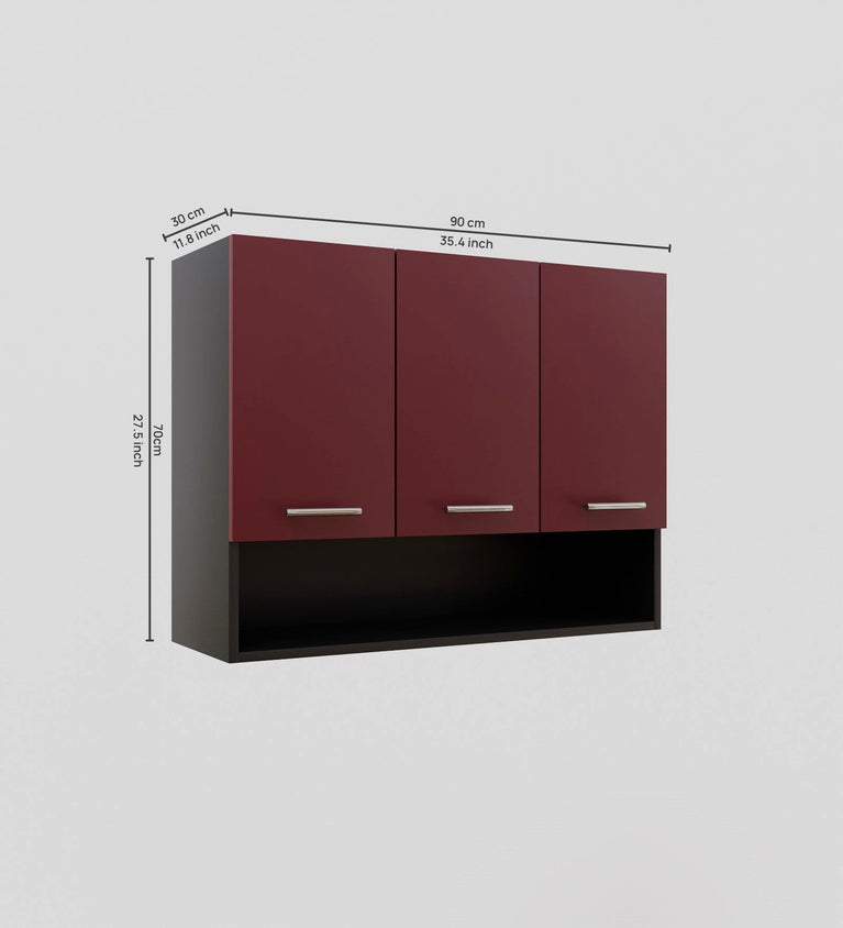 SPYDERCRAFT Matte FInish Blitz (Three Door) Kitchen Cabinet| Color: Burgundy and Black| Do-It-Yourself Product