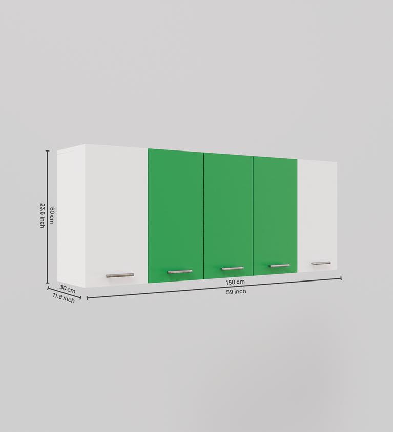 Spyder Craft 5 Door Matte Finish Matrix Kitchen Cabinet for Office|Hall |Kitchen Wall Mounted Cabinet for Kitchen |Living Room| Color:- White & Green|| Assembly-DIY (Do-It-Yourself)