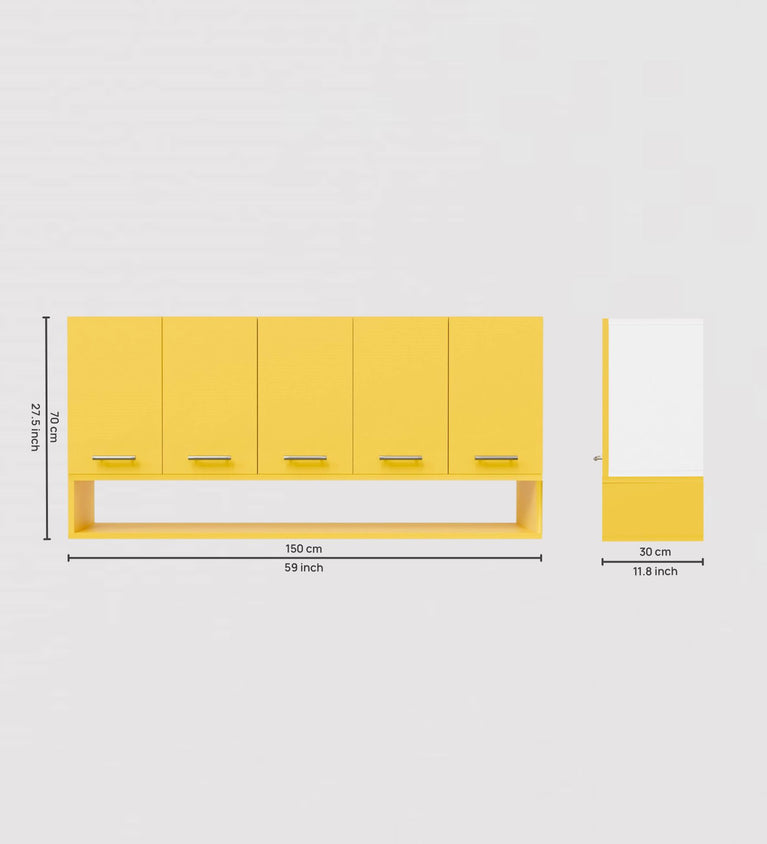 SPYDERCRAFT Matte Finish Merlin Kitchen Cabinet| Color: Yellow and White| Do-It-Yourself Product