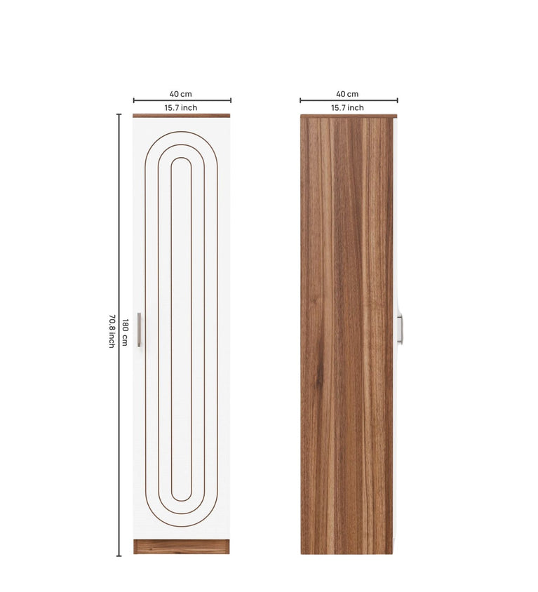 Spydercraft Single-Door Matte Finish Arceus Wardrobe| Color: White and Noce-Lyon| Do-It-Yourself Product