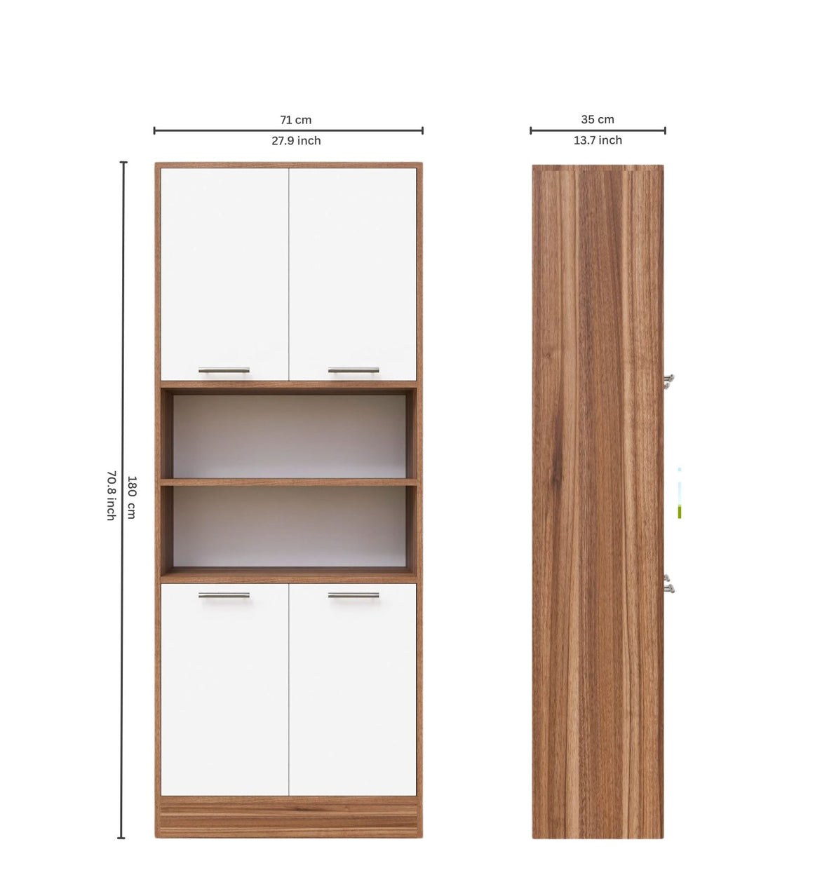 Spydercraft Matte Finish Cozy Castle Multipurpose Cabinet| Modern Multipurpose Storage Cabinet with Shelves – Elegant Black Finish| Color: Noce Lyon and White| Do- It- Yourself Product