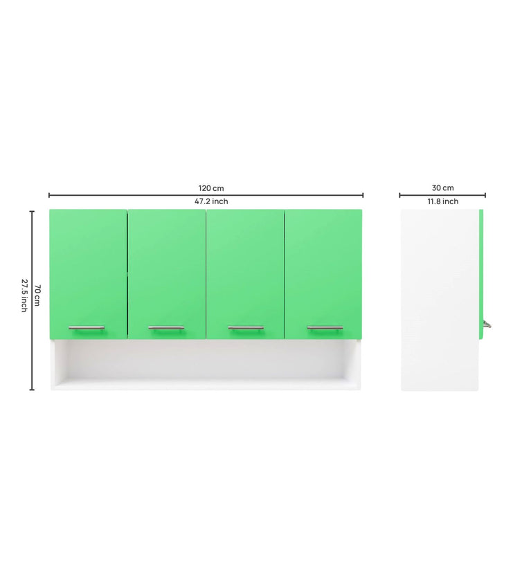 SPYDERCRAFT Matte Finish Myra (Four- Door) Kitchen Cabinet| Color: Green and White| Do-It-Yourself Product