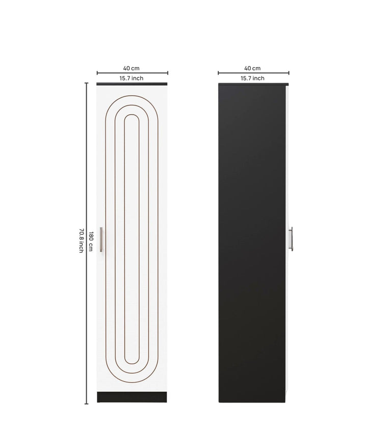 Spydercraft Single-Door Matte Finish Arceus Wardrobe| Color: Back and White| Do-It-Yourself Product