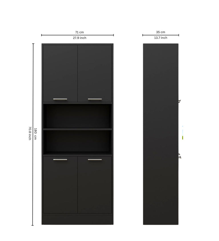 Spydercraft Matte Finish Cozy Castle Multipurpose Cabinet| Modern Multipurpose Storage Cabinet with Shelves – Elegant Black Finish| Color: Black| Do- It- Yourself Product