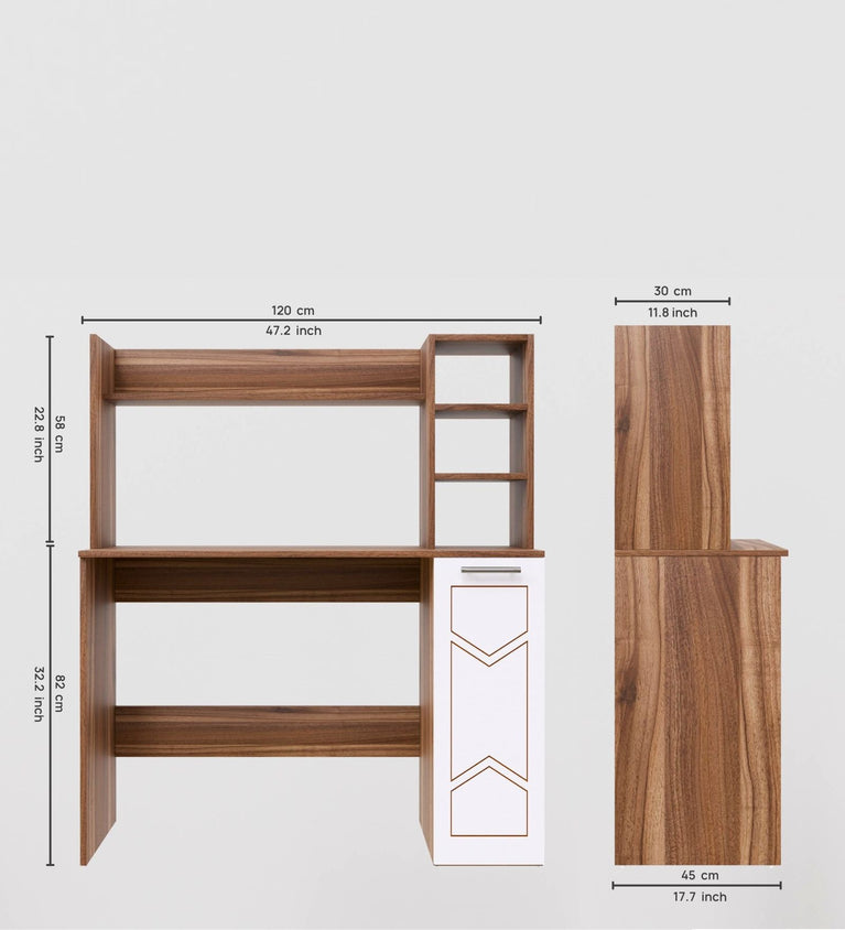 SPYDERCRAFT Matte Finish Liard Study Table| Color: Noce Lyon and White | Do-It- Yourself Product