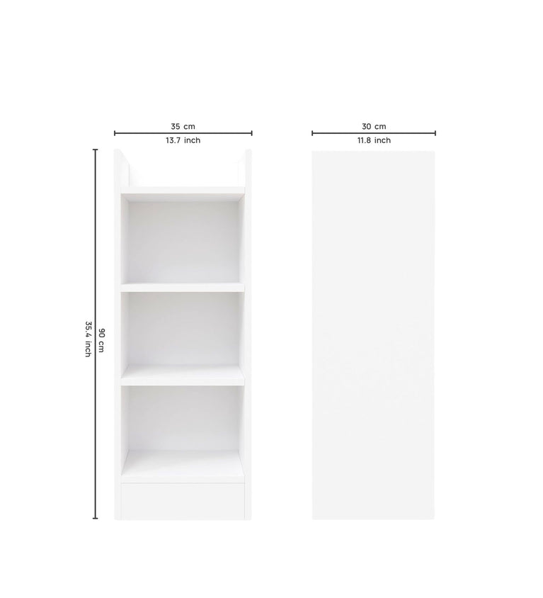 Spydercraft Matte Finish Rio Bookshelf| Modern Wooden Bookshelf | 4-Tier Open Storage Shelf for Home & Office| Color: White| Do- It-Yourself Product