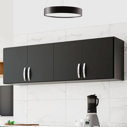 SPYDER CRAFT Engineered Wood Matte Finish EA120 Wall Mounted Kitchen Cabinet Multi-Purpose Cabinet for Kitchen| Living Room & Bedroom Color: Black || Assembly -DIY (Do-It-Yourself)