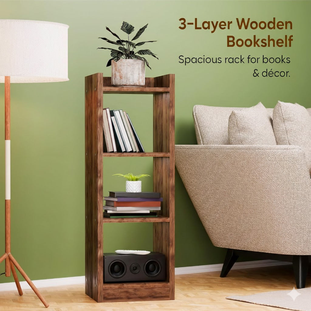 Spydercraft Modern Multi-Purpose Walnut Brown Wooden Bookshelf / Storage Unit