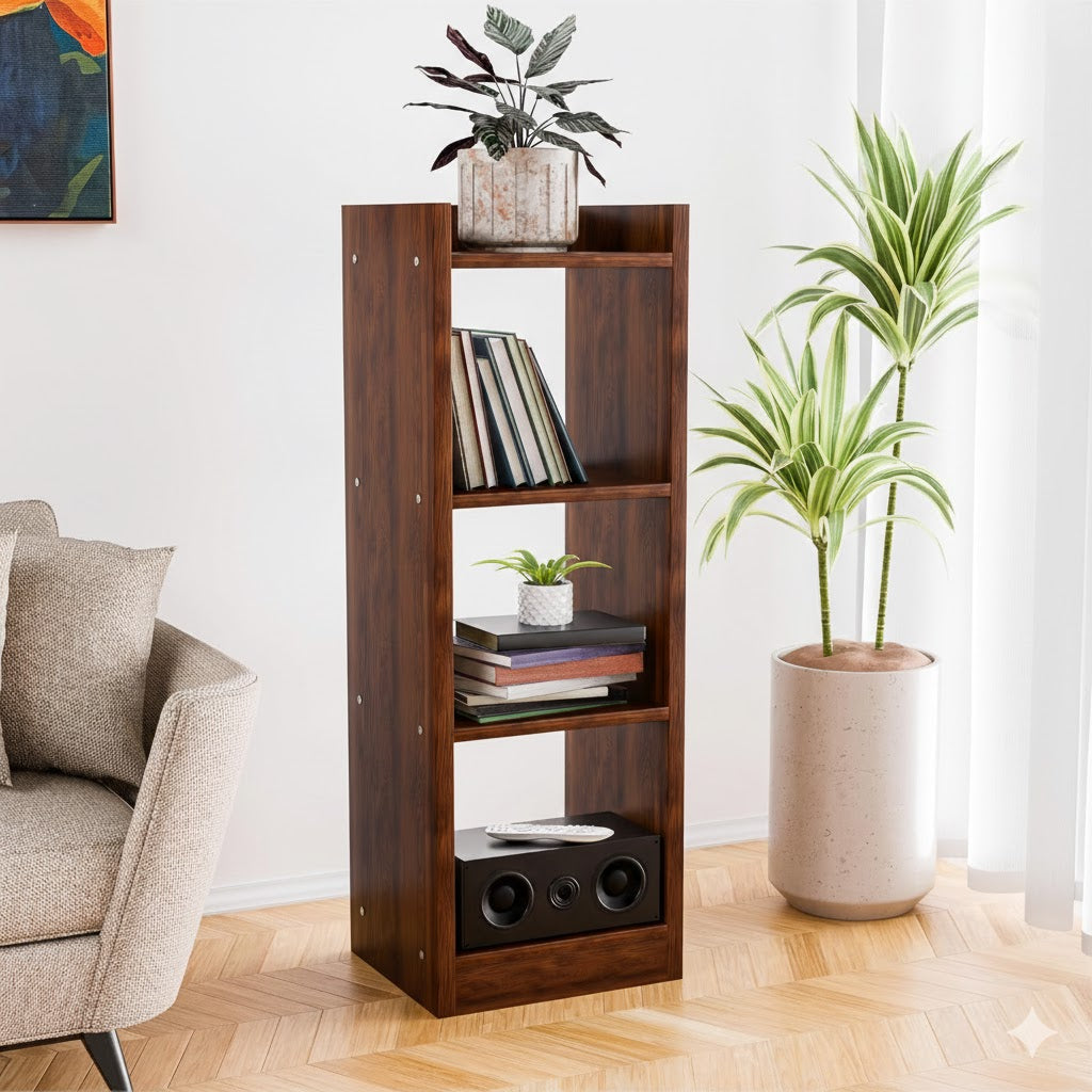 Spydercraft Modern Multi-Purpose Walnut Brown Wooden Bookshelf / Storage Unit