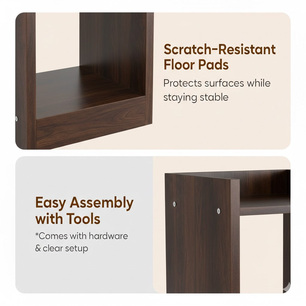 Spydercraft Modern Multi-Purpose Walnut Brown Wooden Bookshelf / Storage Unit