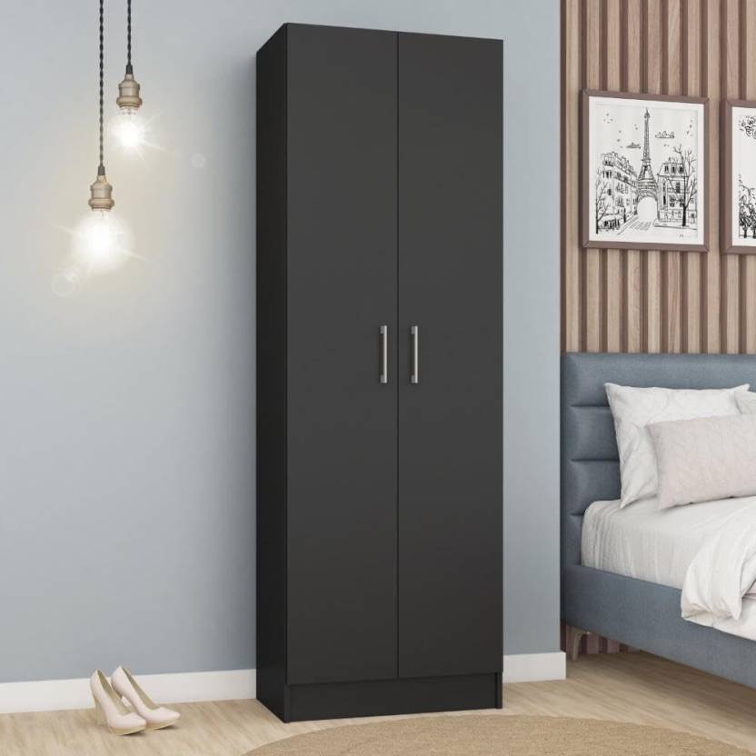 Spyder Craft Multipurpose 2 Door Wardrobe with Shelf, Wardrobe for Various Rooms Engineered Wood 2 Door Wardrobe  (Finish Color - Black-2, DIY(Do-It-Yourself))