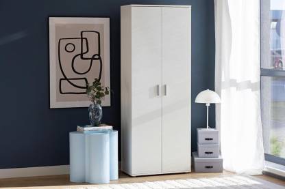 Spyder Craft Multi-Purpose Wardrobe with 2 Doors for Various Rooms Engineered Wood 2 Door Wardrobe  (Finish Color - White-2, Pre-assembled)