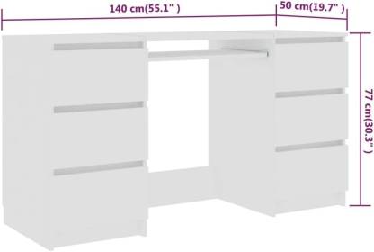 Spyder Craft Office Study Table With 6 Drawers & Keyboard Tray for Home Office Study Room Engineered Wood Multipurpose Table  (Free Standing, Finish Color - White, DIY(Do-It-Yourself))