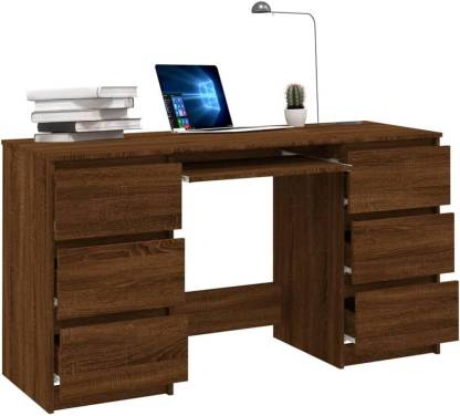 Spyder Craft Office Study Table With 6 Drawers & Keyboard Tray for Home Office Study Room Engineered Wood Multipurpose Table  (Free Standing, Finish Color - Brown Oak, DIY(Do-It-Yourself))