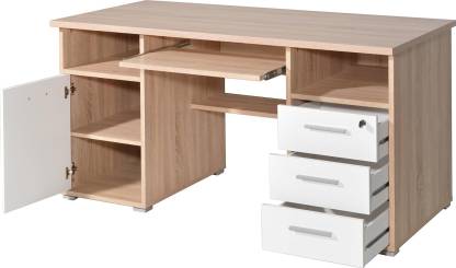 Spyder Craft Office Study Table Computer Desk With 1 Door & 3 Drawers for Home Office Engineered Wood Multipurpose Table  (Free Standing, Finish Color - Oak & White-3, DIY(Do-It-Yourself))