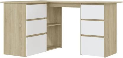 Spyder Craft Corner Desk L-Shaped Computer Desk 6 Drawers With Storage Office Study Table Engineered Wood Multipurpose Table  (Free Standing, Finish Color - Sonoma Oak & White, DIY(Do-It-Yourself))