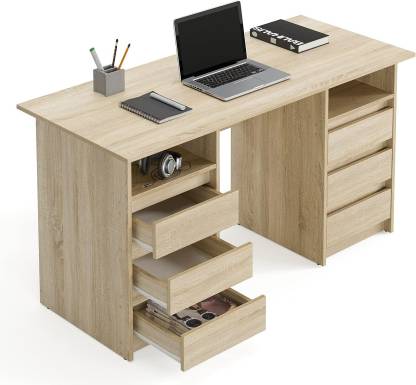Spyder Craft Office Study Table Computer Desk With 6 Drawers for Home Office Study Room Engineered Wood Multipurpose Table  (Free Standing, Finish Color - Sonoma Oak-2, DIY(Do-It-Yourself))