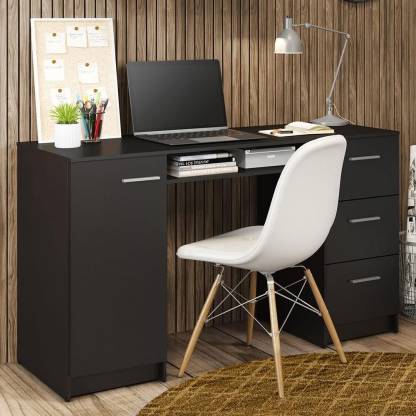 Spyder Craft Office Study Table Computer Desk With 1 Door & 3 Drawers for Home Office Engineered Wood Multipurpose Table  (Free Standing, Finish Color - Black-2, DIY(Do-It-Yourself))