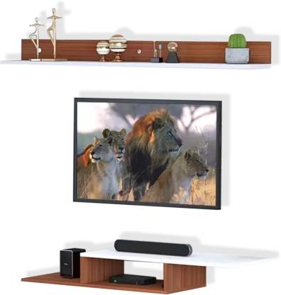 Spyder Craft Wall Mounted TV Unit Up to 55 Inches for Living Room Bedroom Engineered Wood TV Entertainment Unit  (Finish Color - Brown & White, DIY(Do-It-Yourself))
