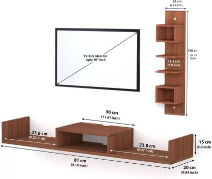 Spyder Craft Wall Mounted TV Unit Up to 55 Inches for Living Room Bedroom Engineered Wood TV Entertainment Unit  (Finish Color - Walnut Brown, DIY(Do-It-Yourself))
