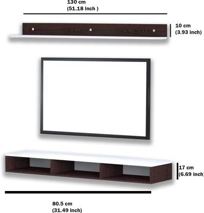 Spyder Craft Wall Mounted TV Unit Up to 55 Inches for Living Room Bedroom Engineered Wood TV Entertainment Unit  (Finish Color - Walnut Brown & White, DIY(Do-It-Yourself))