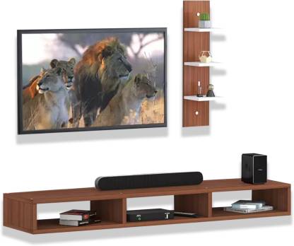 Spyder Craft Wall Mounted TV Unit Up to 55 Inches for Living Room Bedroom Engineered Wood TV Entertainment Unit  (Finish Color - Walnut Brown-1, DIY(Do-It-Yourself))