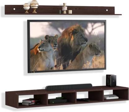 Spyder Craft Wall Mounted TV Unit Up to 55 Inches for Living Room Bedroom Engineered Wood TV Entertainment Unit  (Finish Color - Wenge Brown, DIY(Do-It-Yourself))
