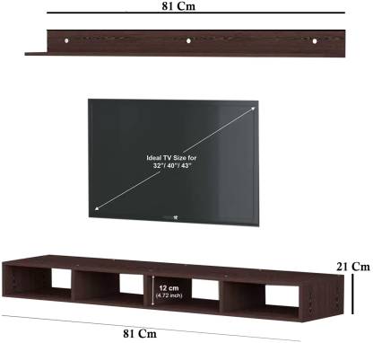 Spyder Craft Wall Mounted TV Unit Up to 55 Inches for Living Room Bedroom Engineered Wood TV Entertainment Unit  (Finish Color - Wenge Brown, DIY(Do-It-Yourself))