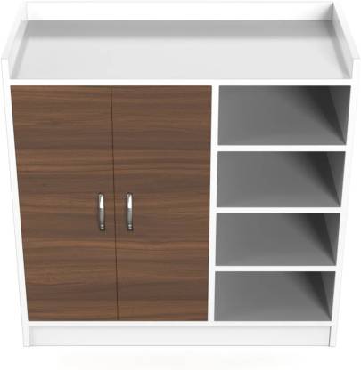 Spyder Craft Toeto Shoe Cabinet Chest of Drawers with 2 Doors & 4 Open Shelves Engineered Wood Shoe Rack  (White, Brown, 8 Shelves, DIY(Do-It-Yourself))