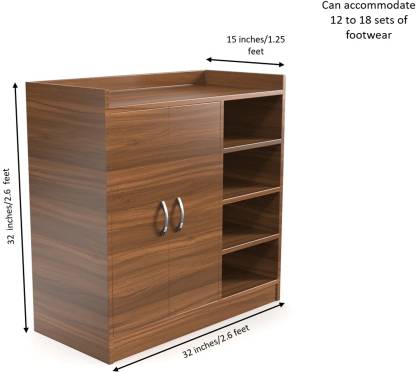 Spyder Craft Toeto Shoe Cabinet Chest of Drawers with 2 Door & 4 Open Shelves Engineered Wood Shoe Rack  (Brown, 8 Shelves, DIY(Do-It-Yourself))