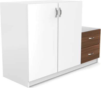 Spyder Craft Stride Shoe Cabinet Chest of Drawers with 2 Door & 2 Drawers Engineered Wood Shoe Rack  (White, Brown, 4 Shelves, DIY(Do-It-Yourself))