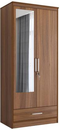 Spyder Craft Multipurpose 2 Door Wardrobe with Mirror, Wardrobe for Various Rooms Engineered Wood 2 Door Wardrobe  (Finish Color - Brown Walnut, Mirror Included, DIY(Do-It-Yourself))