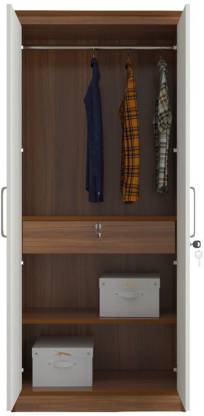 Spyder Craft Multipurpose 2 Door Wardrobe with Mirror, Wardrobe for Various Rooms Engineered Wood 2 Door Wardrobe  (Finish Color - Brown & White, Mirror Included, DIY(Do-It-Yourself))